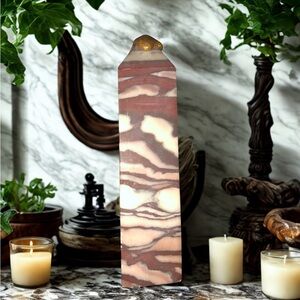 Zebra Jasper Crystal Tower | Brown & Cream Natural Stone Point | 145g